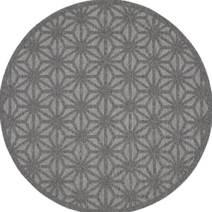 HomeRoots 8' Modern Round Geometric Area Rug in Dark & Light Gray - Durable, Versatile for Indoor & Outdoor Use 550690