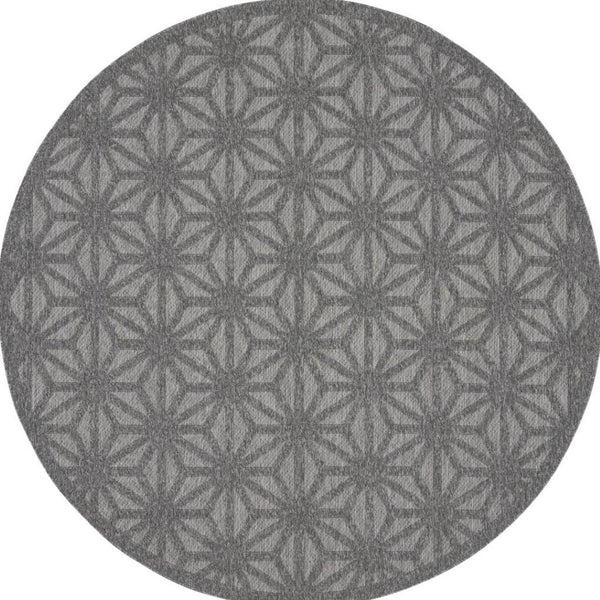 HomeRoots 8' Modern Round Geometric Area Rug in Dark & Light Gray - Durable, Versatile for Indoor & Outdoor Use 550690