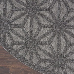 HomeRoots 8' Modern Round Geometric Area Rug in Dark & Light Gray - Durable, Versatile for Indoor & Outdoor Use 550690