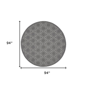 HomeRoots 8' Modern Round Geometric Area Rug in Dark & Light Gray - Durable, Versatile for Indoor & Outdoor Use 550690