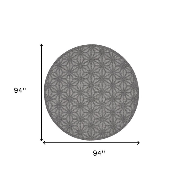 HomeRoots 8' Modern Round Geometric Area Rug in Dark & Light Gray - Durable, Versatile for Indoor & Outdoor Use 550690