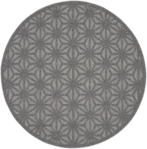 HomeRoots 8' Modern Round Geometric Area Rug in Dark & Light Gray - Durable, Versatile for Indoor & Outdoor Use 550690