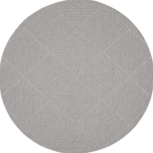 HomeRoots 8' Light Gray Round Geometric Area Rug - Modern Indoor/Outdoor Design, Stain-Resistant, Easy Care 550691