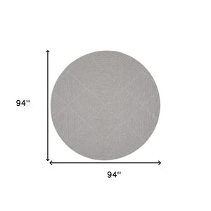 HomeRoots 8' Light Gray Round Geometric Area Rug - Modern Indoor/Outdoor Design, Stain-Resistant, Easy Care 550691