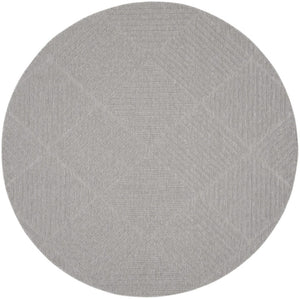 HomeRoots 8' Light Gray Round Geometric Area Rug - Modern Indoor/Outdoor Design, Stain-Resistant, Easy Care 550691