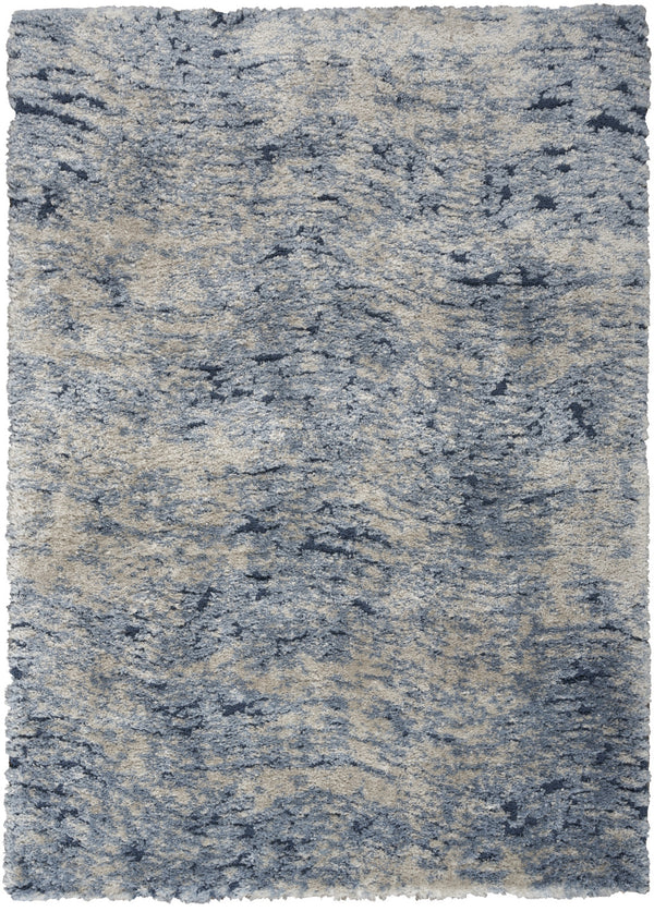 Homeroots 4' X 6' Sky Blue Abstract Shag Area Rug  Polyester 550696