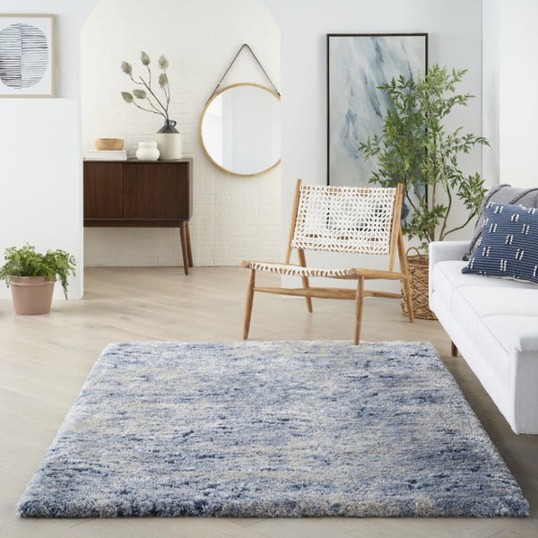 HomeRoots 4' X 6' Sky Blue Abstract Shag Area Rug - Plush, Modern Design for Cozy Spaces with Easy Care! 550696