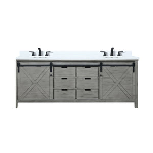 English Elm Ash Grey Double Bath Vanity With Cultured Marble Top, Soft-Close Drawers & Matte Black Faucet Set B2731P260177