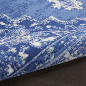 HomeRoots 7' Elegant Floral Medallion Area Rug in Ivory, Navy Blue & Beige - Durable, Stain-Resistant Design 7' X 10' 550704