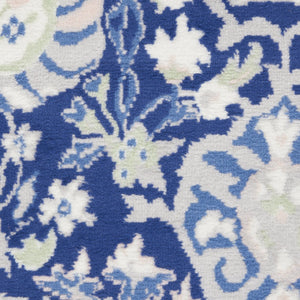HomeRoots 7' Elegant Floral Medallion Area Rug in Ivory, Navy Blue & Beige - Durable, Stain-Resistant Design 7' X 10' 550704