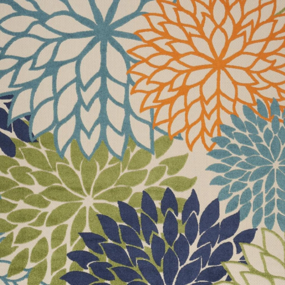 HomeRoots 7' Navy Blue Floral Distressed Area Rug – Elegant Vintage Design, Durable, Non-Skid, Easy Care 7' X 10' 550705
