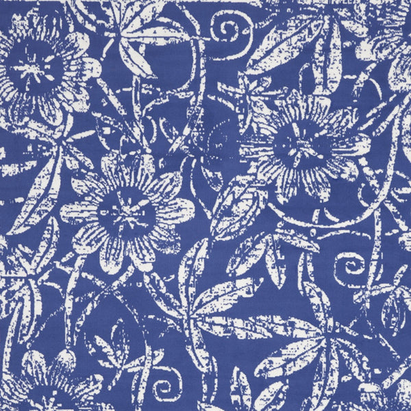 Homeroots 7' X 10' Ivory And Navy Blue Floral Distressed Non Skid Area Rug  Polypropylene 550706