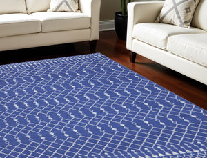 Homeroots 7' X 10' Navy Blue And Ivory Moroccan Distressed Non Skid Area Rug  Polypropylene 550707