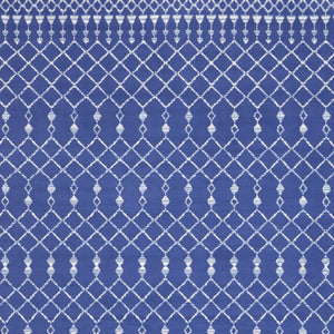 Homeroots 7' X 10' Navy Blue And Ivory Moroccan Distressed Non Skid Area Rug  Polypropylene 550707