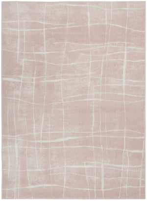 Homeroots 6' X 9' Pink And Ivory Abstract Distressed Non Skid Area Rug  Polypropylene 550714