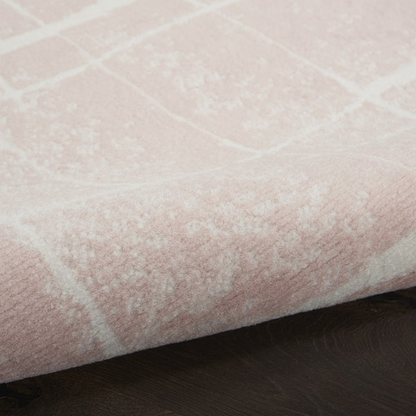 HomeRoots 6' Pink and Ivory Abstract Distressed Area Rug – Modern, Durable Design for Homes with Kids & Pets 6' X 9' 550714