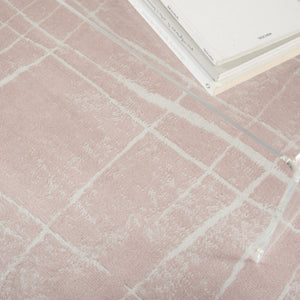 HomeRoots 6' Pink and Ivory Abstract Distressed Area Rug – Modern, Durable Design for Homes with Kids & Pets 6' X 9' 550714
