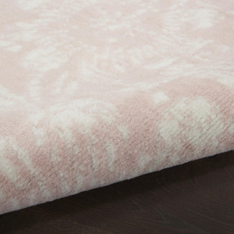 7x10 Distressed Floral Area Rug Pink Ivory Vintage Cottage Living Room Accent