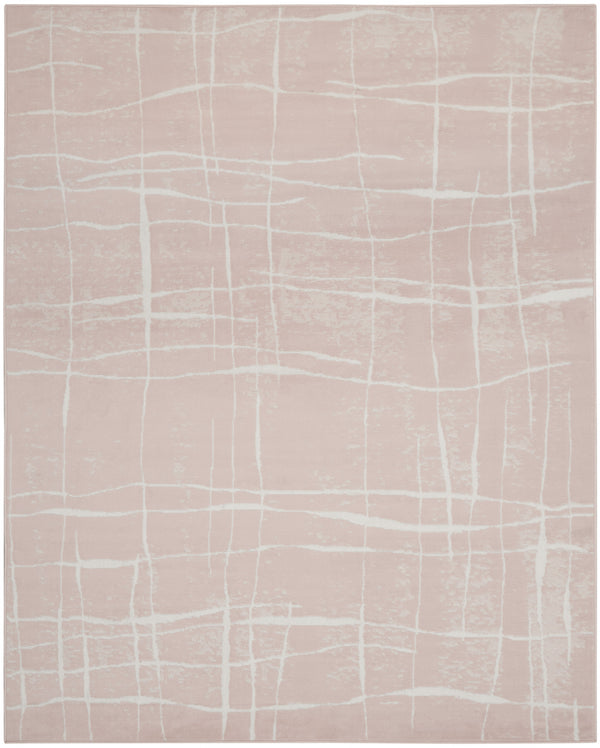 Homeroots 7' X 10' Pink And Ivory Abstract Distressed Non Skid Area Rug  Polypropylene 550716