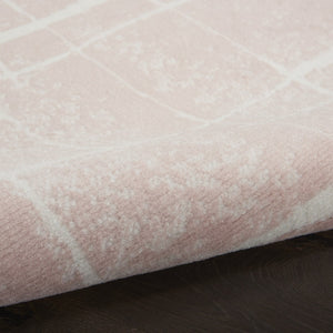 HomeRoots 6' Pink and Ivory Abstract Distressed Area Rug – Modern, Durable Design for Homes with Kids & Pets 7' X 10' 550716
