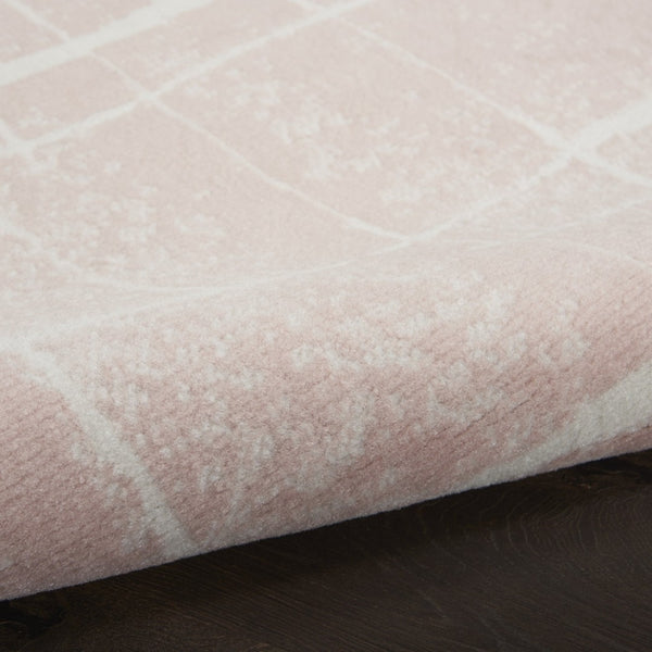 HomeRoots 6' Pink and Ivory Abstract Distressed Area Rug – Modern, Durable Design for Homes with Kids & Pets 7' X 10' 550716