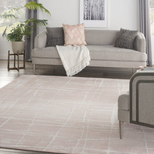 HomeRoots 6' Pink and Ivory Abstract Distressed Area Rug – Modern, Durable Design for Homes with Kids & Pets 7' X 10' 550716