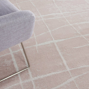 HomeRoots 6' Pink and Ivory Abstract Distressed Area Rug – Modern, Durable Design for Homes with Kids & Pets 7' X 10' 550716