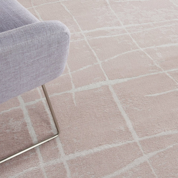 HomeRoots 6' Pink and Ivory Abstract Distressed Area Rug – Modern, Durable Design for Homes with Kids & Pets 7' X 10' 550716