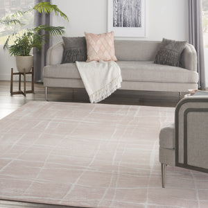 Homeroots 7' X 10' Pink And Ivory Abstract Distressed Non Skid Area Rug  Polypropylene 550716