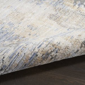HomeRoots 8' Slate Blue Abstract Area Rug with Fringe - Modern Artistry, Durable Design, Perfect for Any Room 8' X 10' 550719