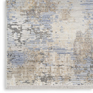 HomeRoots 8' Slate Blue Abstract Area Rug with Fringe - Modern Artistry, Durable Design, Perfect for Any Room 8' X 10' 550719
