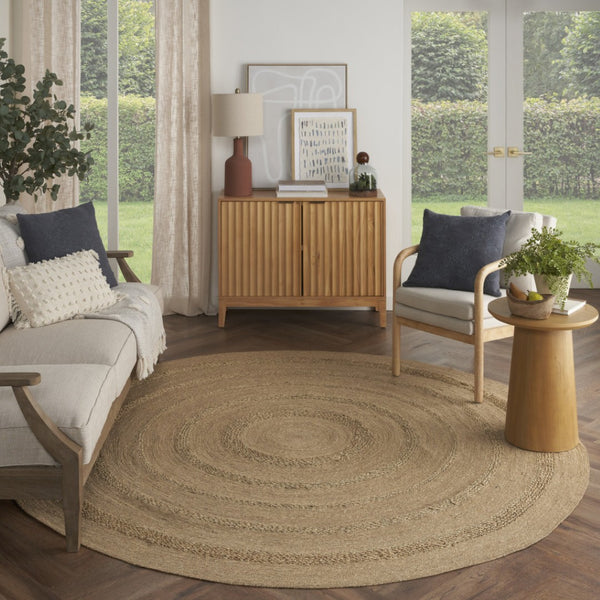 HomeRoots 8' Handmade Round Seagrass Area Rug - Eco-Friendly, Durable Design for Indoor & Outdoor Spaces 550720
