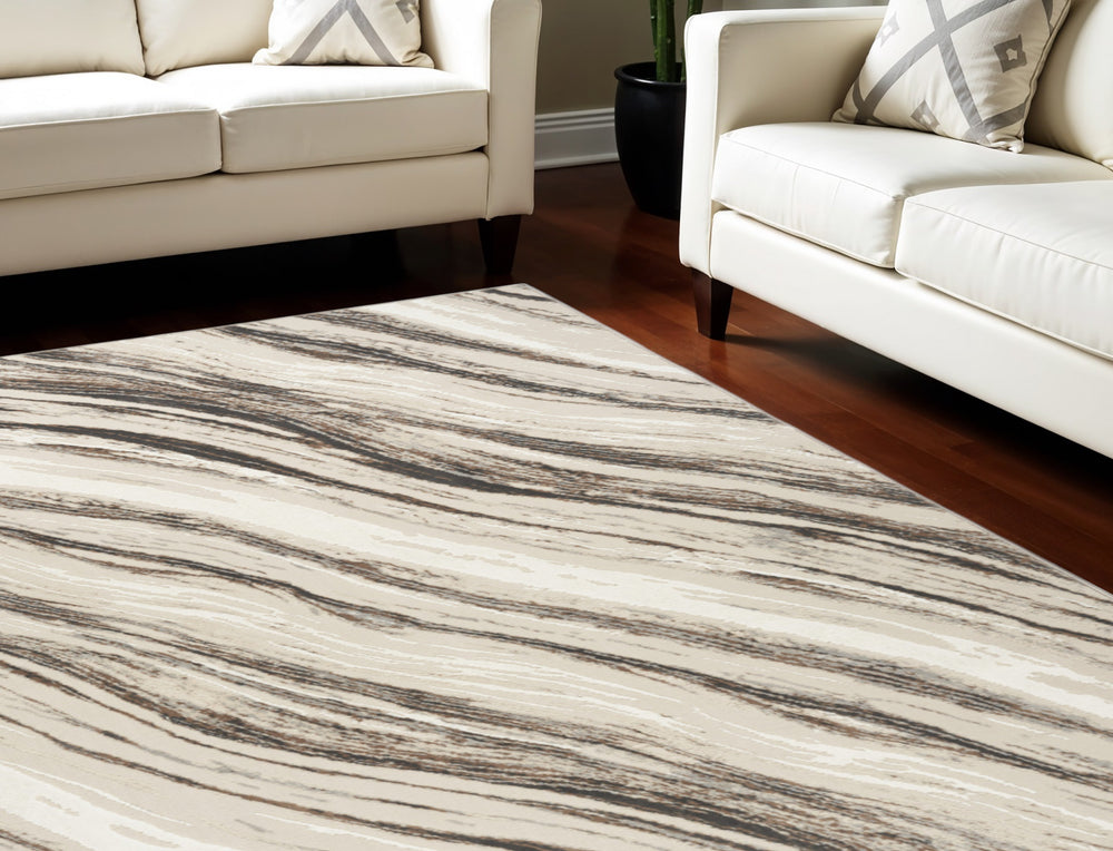 Homeroots 6' X 9' Beige And Gray Abstract Non Skid Area Rug  Polyester 550722