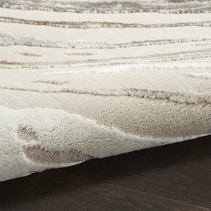 HomeRoots 5' Modern Abstract Area Rug in Beige, Black, and Gray – Stain-Resistant, Non-Skid, Durable Design 6' X 9' 550722