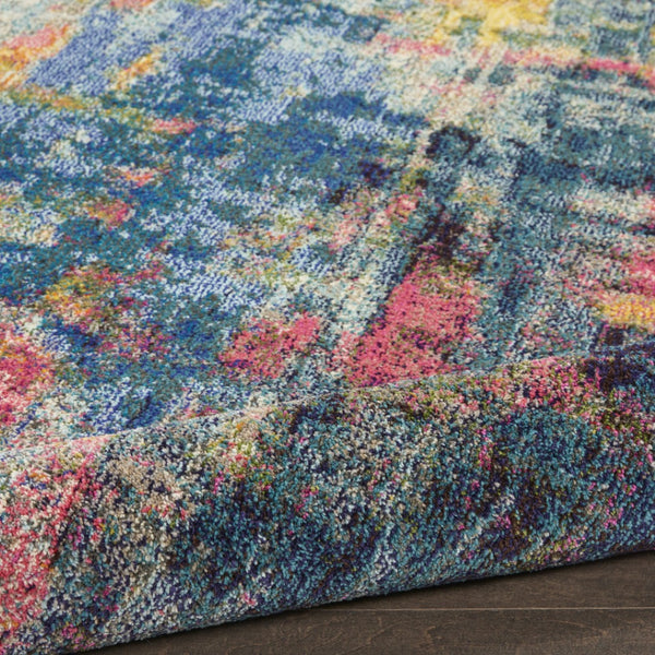 HomeRoots 7' Abstract Blue and Yellow Power Loom Area Rug - Modern Design for Comfort and Style in Any Room 7' X 10' 550725