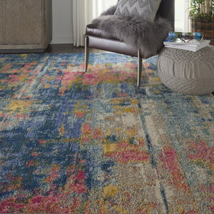 HomeRoots 7' Abstract Blue and Yellow Power Loom Area Rug - Modern Design for Comfort and Style in Any Room 7' X 10' 550725