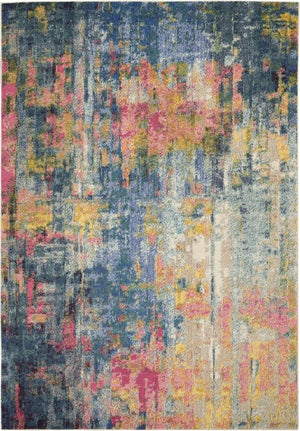 HomeRoots 7' Abstract Blue and Yellow Power Loom Area Rug - Modern Design for Comfort and Style in Any Room 7' X 10' 550725