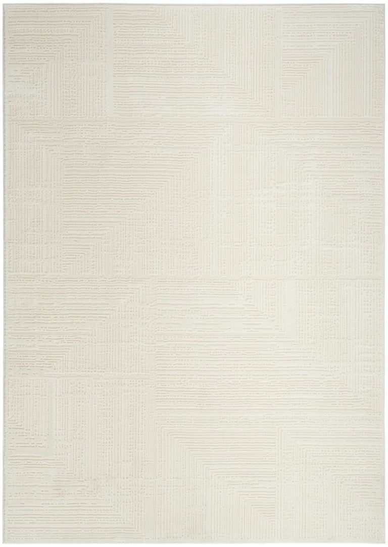 Cream Abstract Area Rug Power Loomed Stain Resistant Accent for Living and Dining Rooms