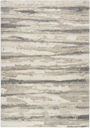 Homeroots 6' X 9' Ivory Black And Gray Abstract Non Skid Area Rug  Polyester 550727