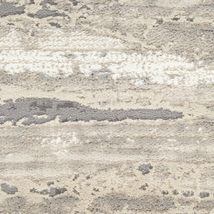 HomeRoots 5' Abstract Ivory Beige and Gray Non-Skid Area Rug - Durable, Stain-Resistant, Modern Style for Any Room 6' X 9' 550727