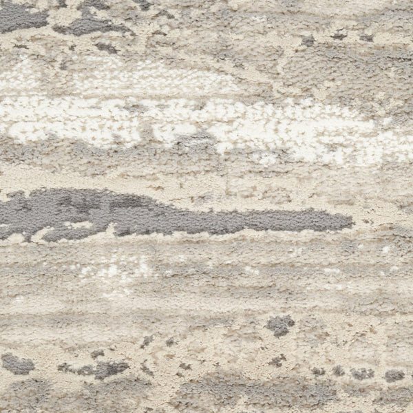 HomeRoots 5' Abstract Ivory Beige and Gray Non-Skid Area Rug - Durable, Stain-Resistant, Modern Style for Any Room 6' X 9' 550727