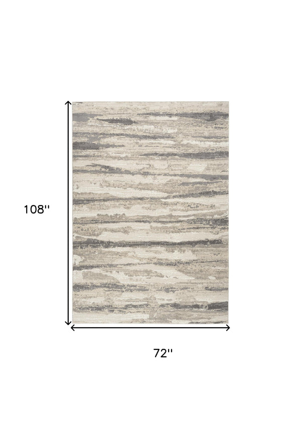 Homeroots 6' X 9' Ivory Black And Gray Abstract Non Skid Area Rug  Polyester 550727