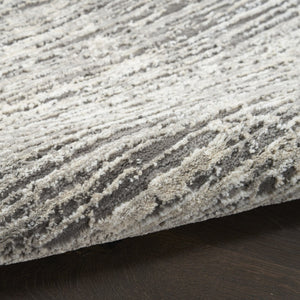 HomeRoots 5' Abstract Ivory and Gray Non-Skid Area Rug - Soft, Stain-Resistant, Durable for High-Traffic Spaces 6' X 9' 550728