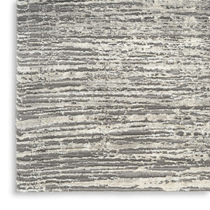 HomeRoots 5' Abstract Ivory and Gray Non-Skid Area Rug - Soft, Stain-Resistant, Durable for High-Traffic Spaces 6' X 9' 550728
