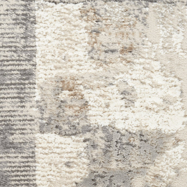 HomeRoots 5' Modern Abstract Area Rug in Ivory, Gray & Black - Durable, Stain-Resistant, Non-Skid Design 6' X 9' 550730