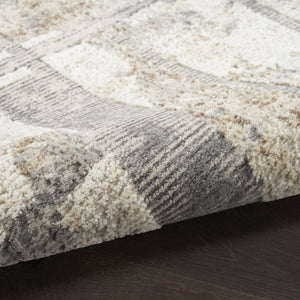 HomeRoots 5' Modern Abstract Area Rug in Ivory, Gray & Black - Durable, Stain-Resistant, Non-Skid Design 6' X 9' 550730