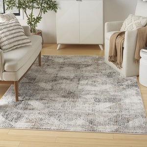HomeRoots 5' Ivory and Gray Abstract Area Rug - Modern, Stain-Resistant, Non-Skid Design for Everyday Living 6' X 9' 550731