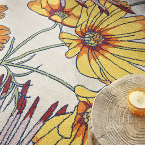 Homeroots 8' X 10' Ivory Blue And Orange Floral Power Loom Area Rug  Polypropylene 550733