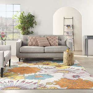 HomeRoots 5' Cream Floral Power Loom Area Rug - Timeless Elegance for Living Rooms, Bedrooms & Dining Areas 8' X 10' 550733
