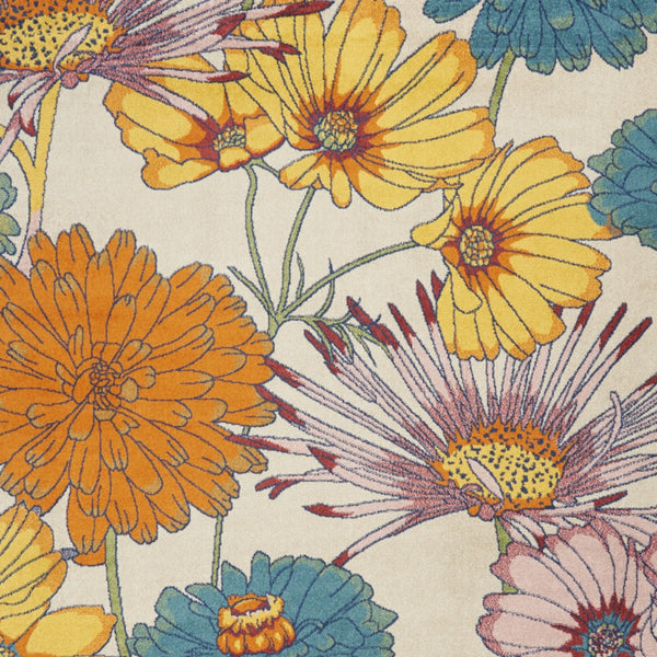 Homeroots 8' X 10' Ivory Blue And Orange Floral Power Loom Area Rug  Polypropylene 550733